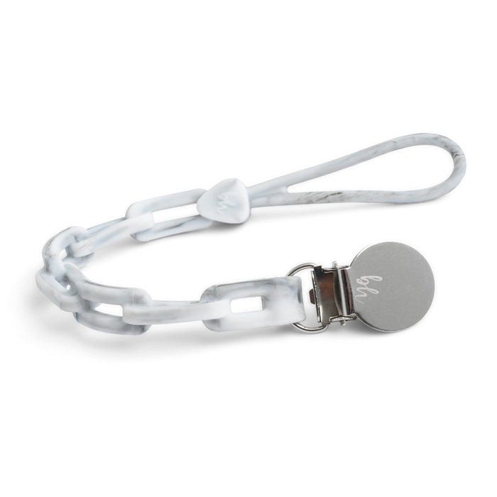 Booginhead Silicone Chain Universal Pacifier Clip Baby Pacifier Holder, Carrara Marble
