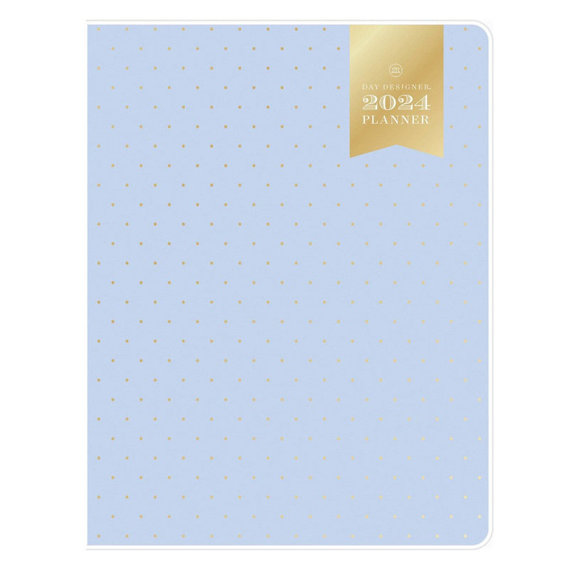 Day Designer 2024 Planner 8.5"x11" Monthly Clear Cover Swiss Dot Periwinkle