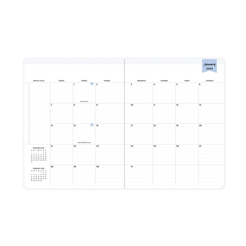 Day Designer 2024 Planner 8.5"x11" Monthly Clear Cover Swiss Dot Periwinkle