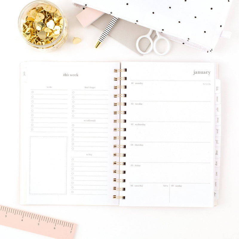 Sugar Paper Essentials 2024 Planner 8.5"x6.5" Weekly/Monthly Frosted Pink