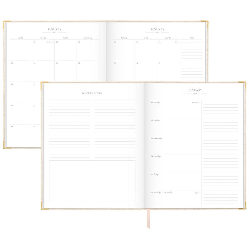 Sugar Paper Essentials 2024 Planner 10.125"x8.125" Weekly/Monthly Flax Cream Fabric