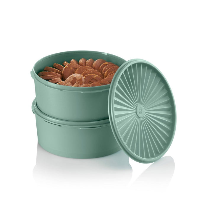 Tupperware Heritage 2pk (7.5c) Plastic Cookie Canister Set Green