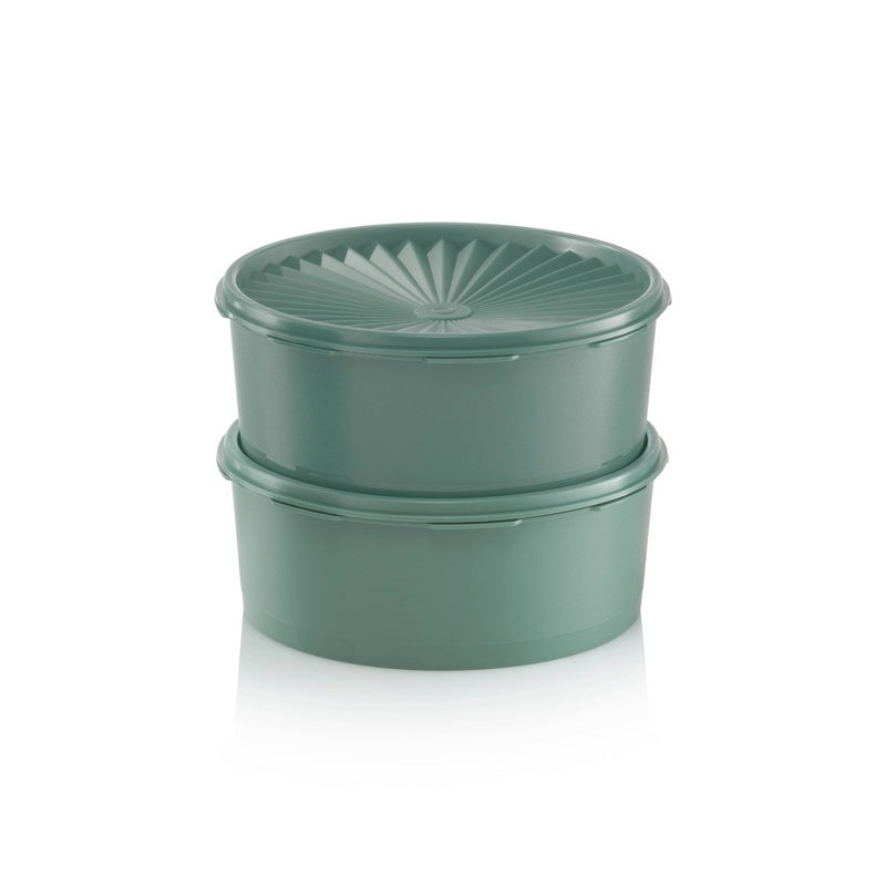 Tupperware Heritage 2pk (7.5c) Plastic Cookie Canister Set Green