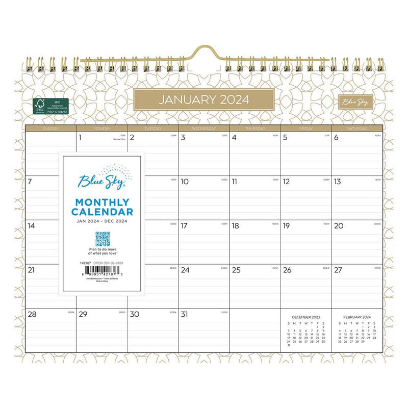 Blue Sky 2024 Wall Calendar 11"x8.75" North