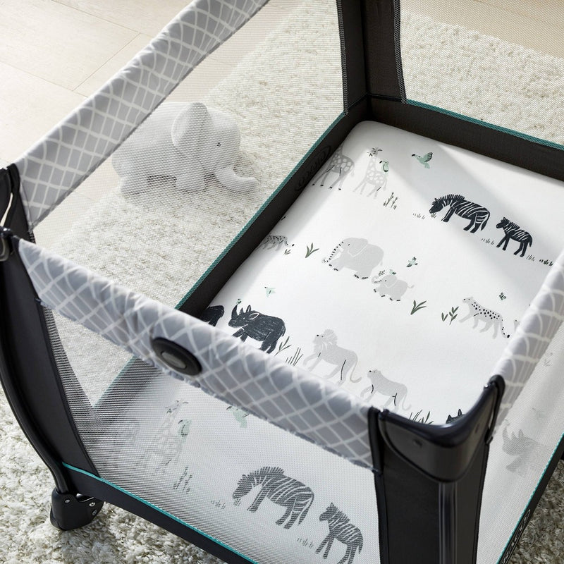 Fitted Play Yard Jersey Sheet 2pk - Cloud Island Two by Two Animals and Solid Gray