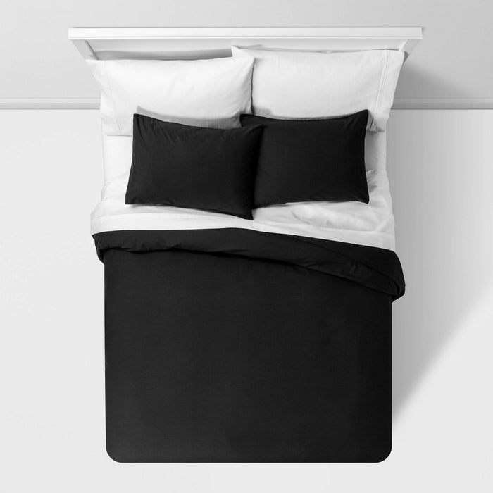 Twin/Twin Extra Long Easy-Care Duvet Cover & Sham Set Black - Room Essentials