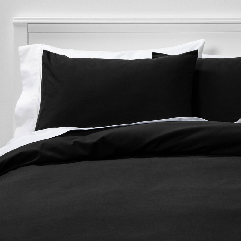 Twin/Twin Extra Long Easy-Care Duvet Cover & Sham Set Black - Room Essentials