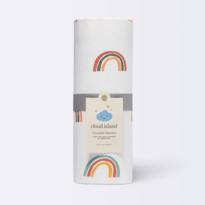 Polyester Rayon Jersey Swaddle - Cloud Island Rainbows