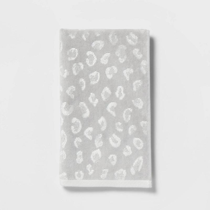 16"x27" Leopard Reversible Hand Towel Gray - Threshold