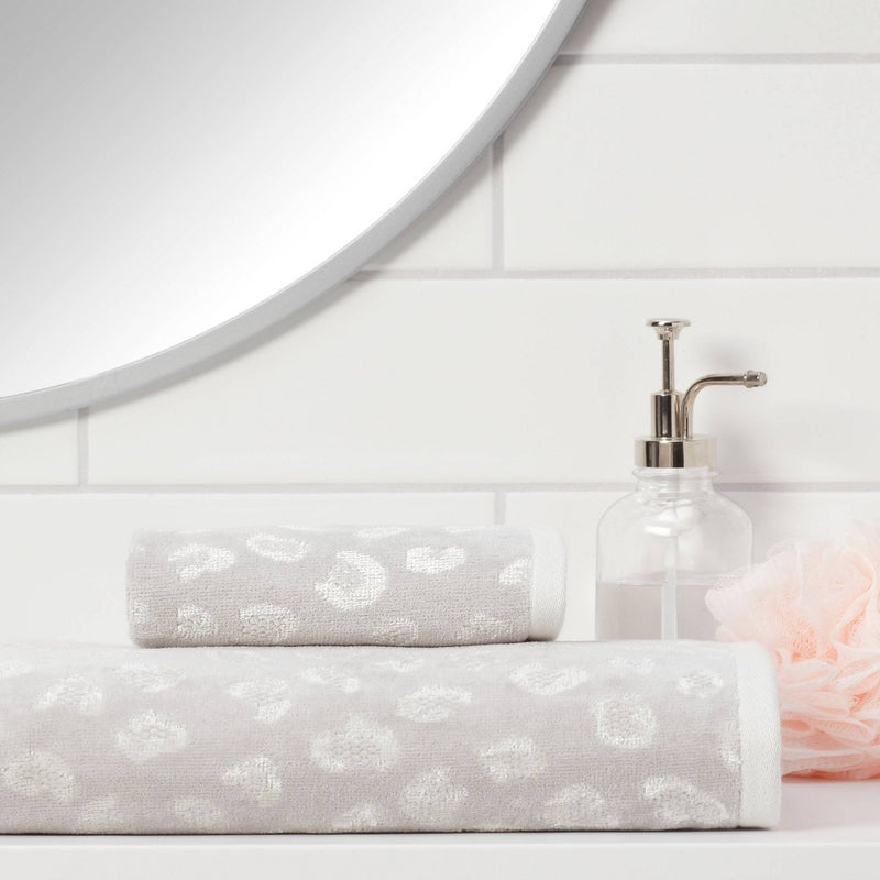 16"x27" Leopard Reversible Hand Towel Gray - Threshold