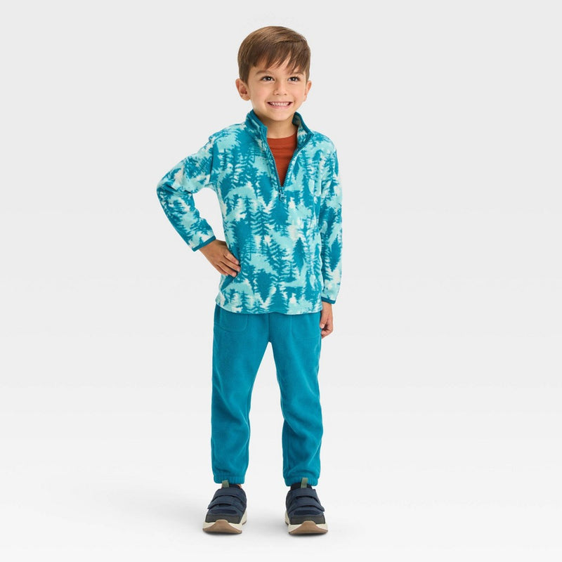 Toddler Boys' Microfleece Mock Neck Pullover Sweatshirt - Cat & Jack Teal Blue 3T