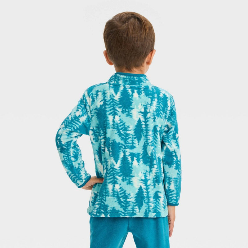 Toddler Boys' Microfleece Mock Neck Pullover Sweatshirt - Cat & Jack Teal Blue 3T