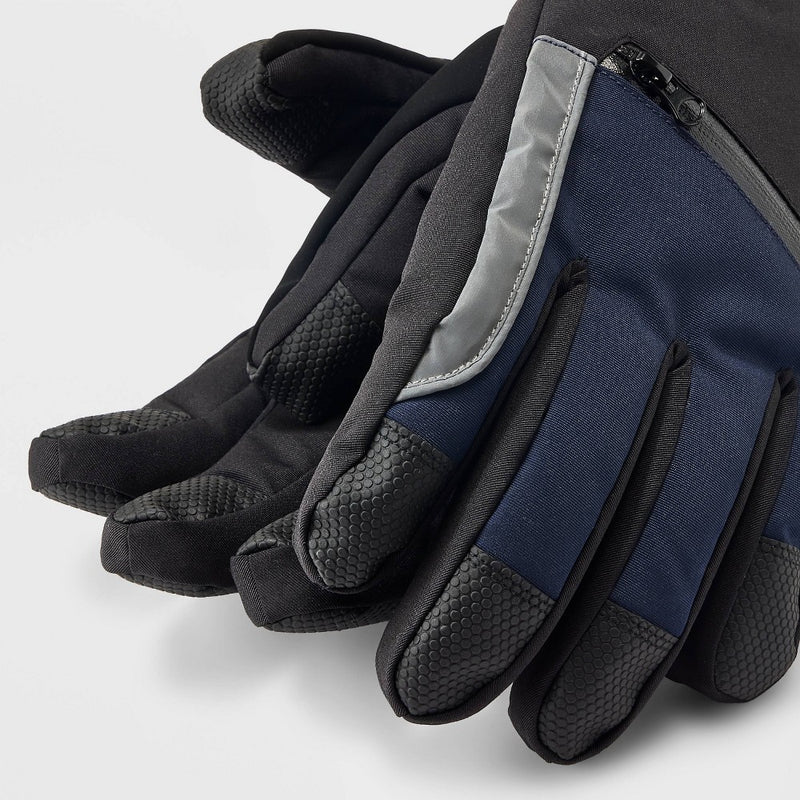 Men's Patchwork Zip Pocket Ski Gloves - Goodfellow & Co Navy Blue M/L