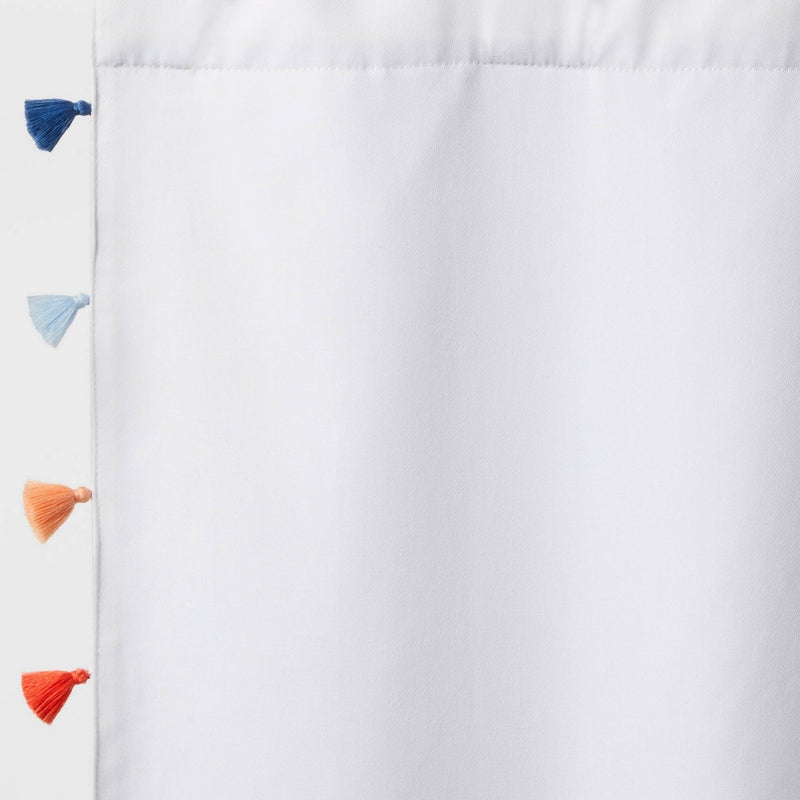 84" Blackout Tassel Kids' Curtain Panel White - Pillowfort