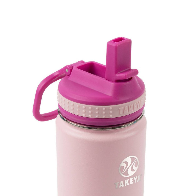 Takeya 14oz Actives Insulated Stainless Steel Bottle with Straw Lid - Pink