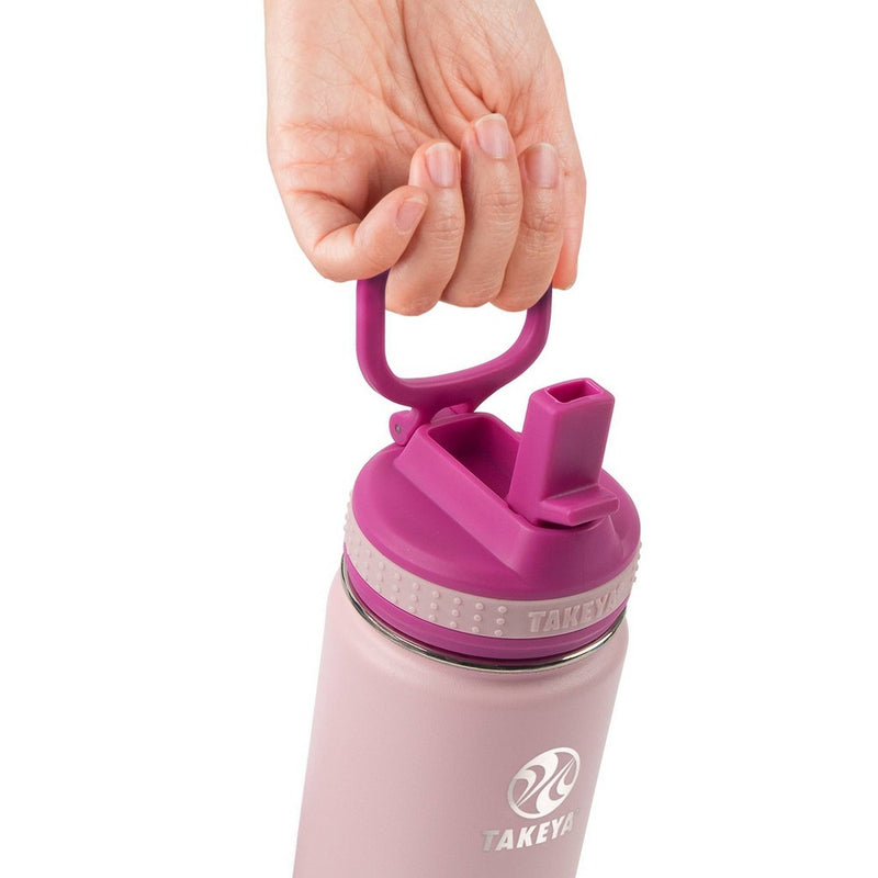 Takeya 14oz Actives Insulated Stainless Steel Bottle with Straw Lid - Pink