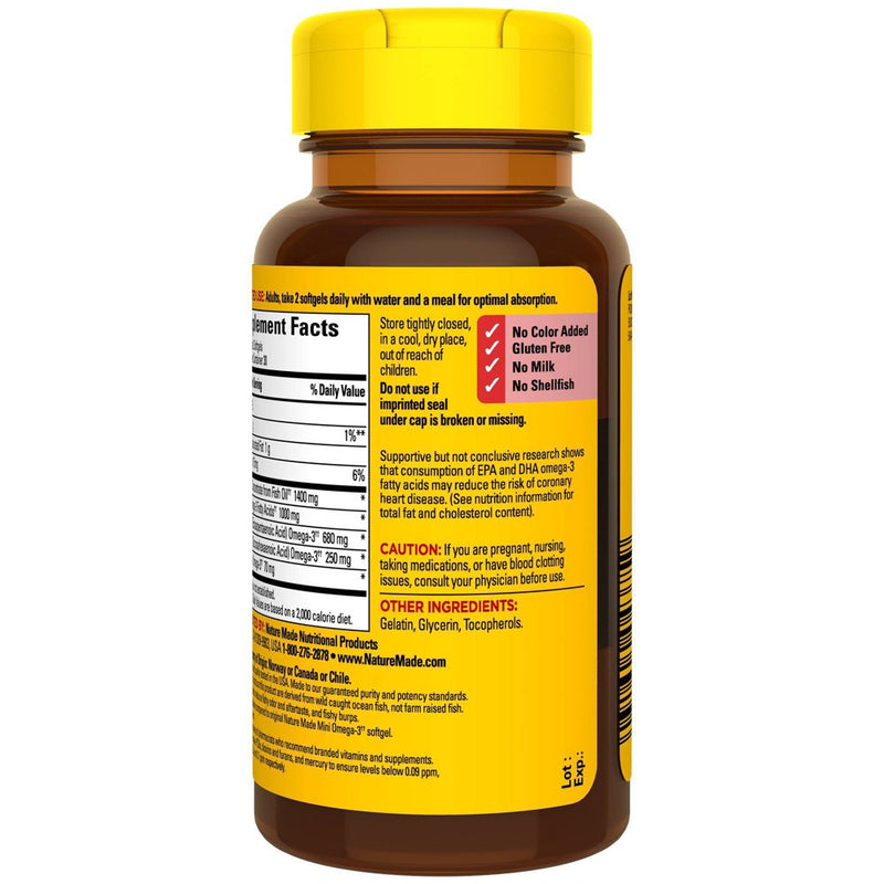 Nature Made Fish Oil Minis Extra Strength Burp-less 1400mg Softgels with 1000mg Omega 3 - 60ct