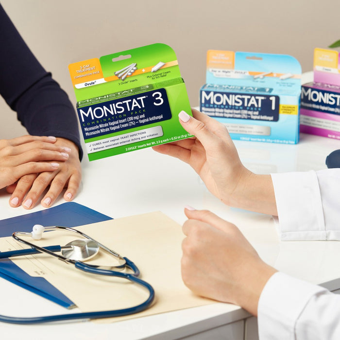 Monistat 3-Dose Yeast Infection Treatment, 3 Ovule Inserts & External Itch Cream
