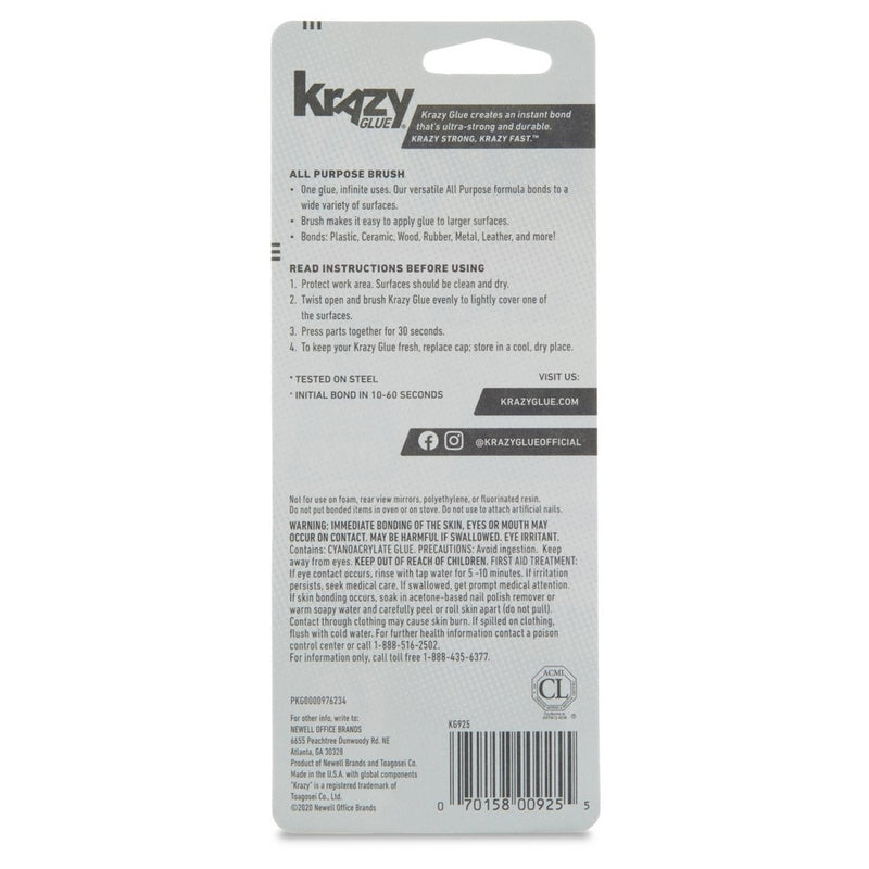 Krazy Glue All Purpose Brush Applicator Super Glue 5g