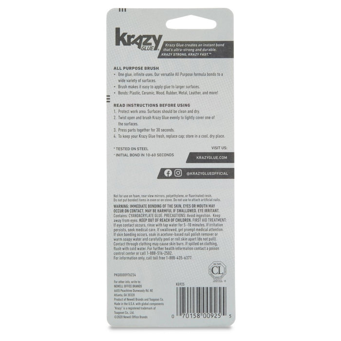 Krazy Glue All Purpose Brush Applicator Super Glue 5g