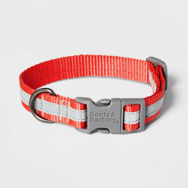 Reflective Dog Adjustable Collar - M - Tomato Red - Boots & Barkley