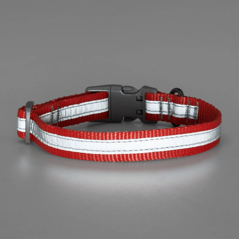 Reflective Dog Adjustable Collar - M - Tomato Red - Boots & Barkley