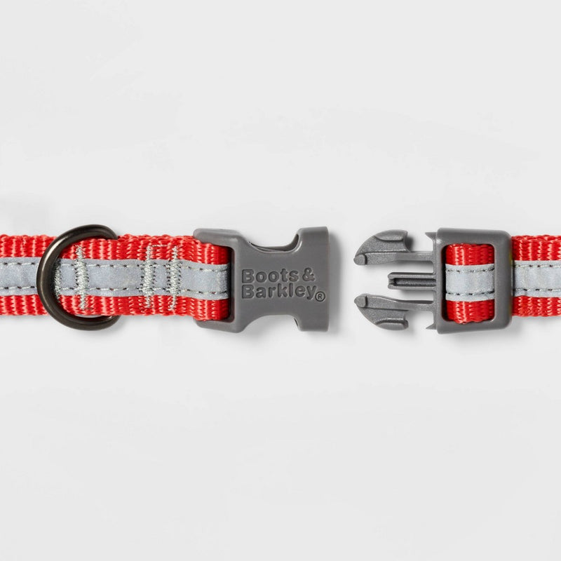 Reflective Dog Adjustable Collar - M - Tomato Red - Boots & Barkley