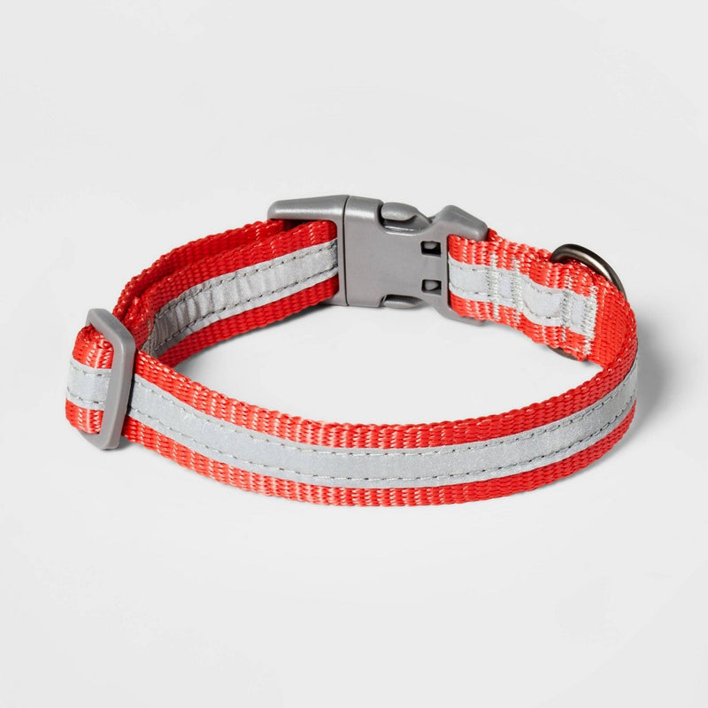 Reflective Dog Adjustable Collar - M - Tomato Red - Boots & Barkley