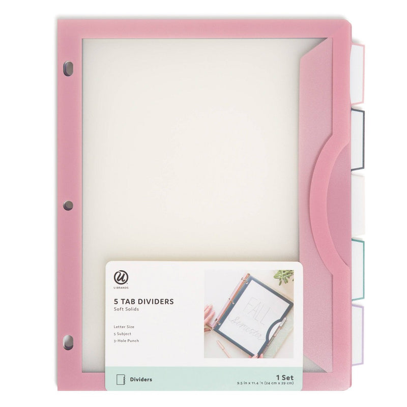 U Brands 5pk Tabbed Dividers Single Pocket Clear View