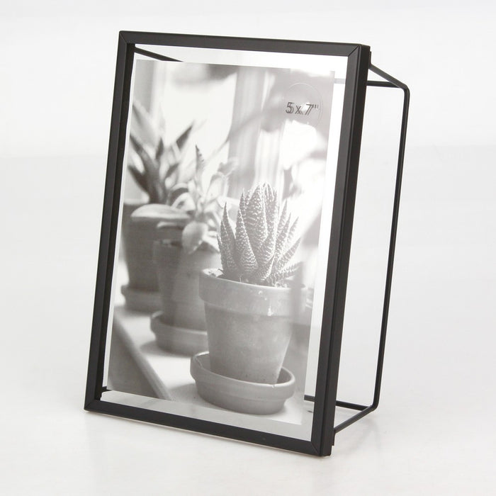 5" x 7" Frame with Symmetrical Wire Back Satin Black - Threshold