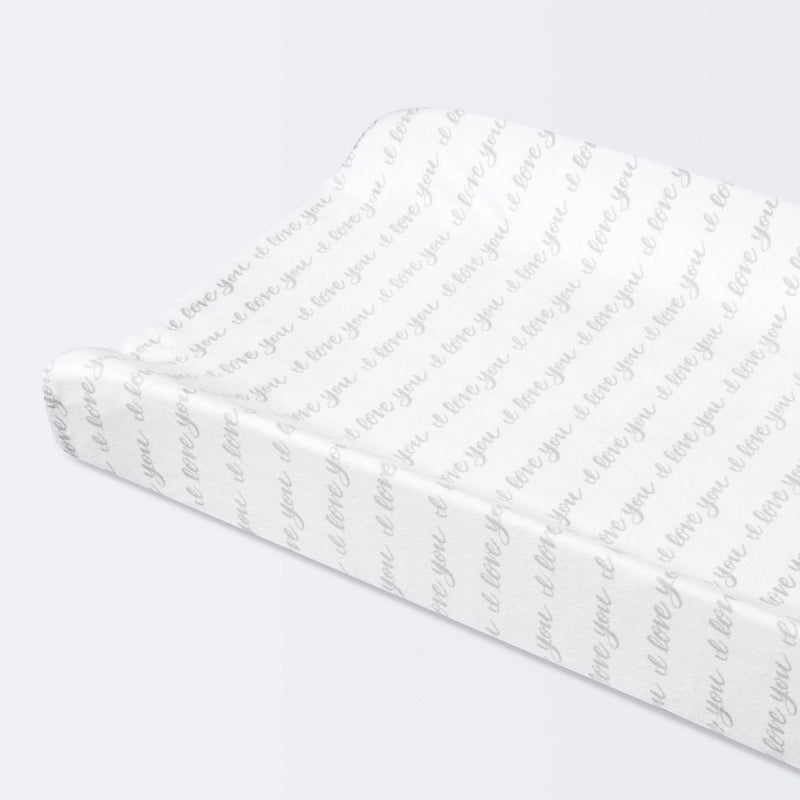 Plush Changing Pad Cover I Love You Script - Gray/White - Cloud Island