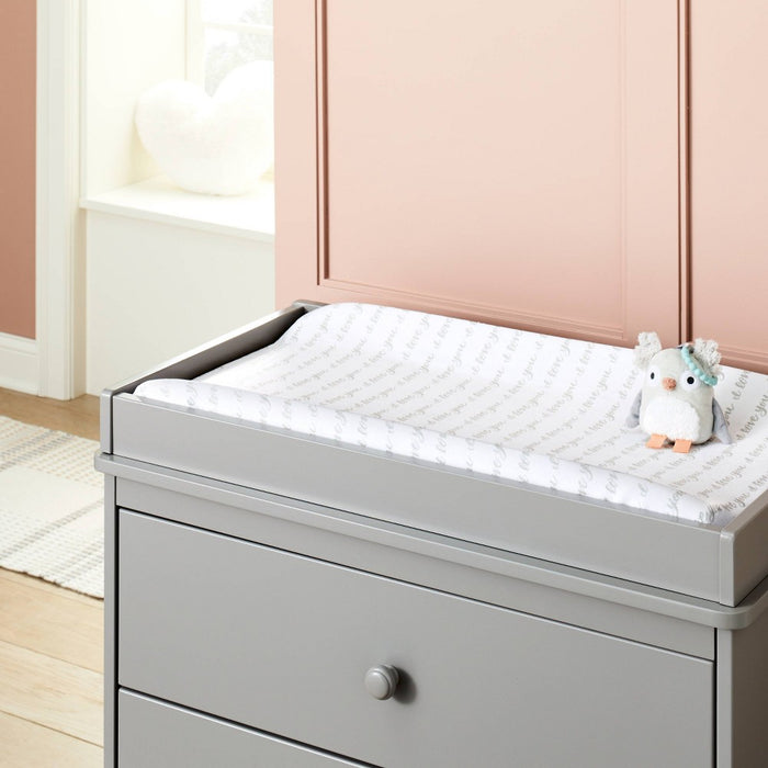 Plush Changing Pad Cover I Love You Script - Gray/White - Cloud Island