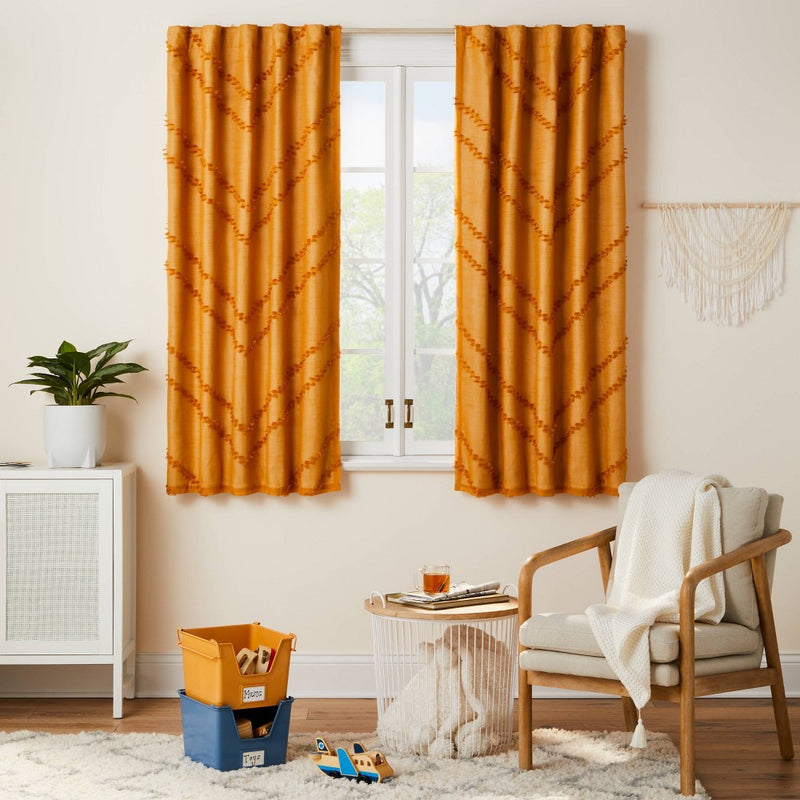63" Blackout Chevron Clip Dotted Sheer Overlay Kids' Panel Yellow - Pillowfort