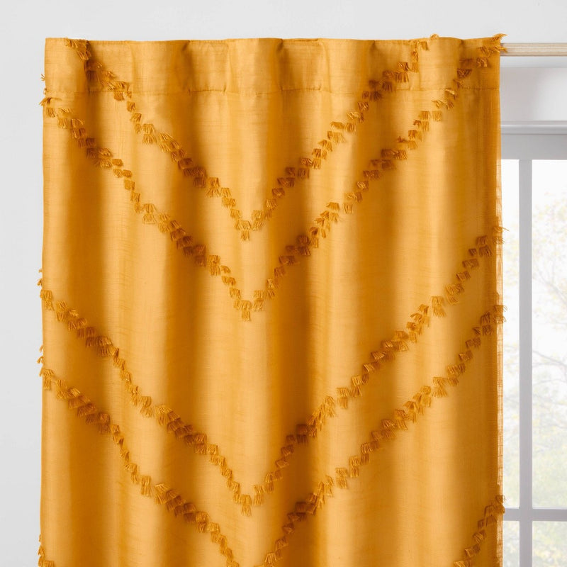 63" Blackout Chevron Clip Dotted Sheer Overlay Kids' Panel Yellow - Pillowfort