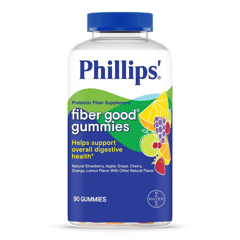Phillips' Fiber Good Gummies, Prebiotic Fiber Supplement with Inulin Soluble Fiber - Fruit Flavored - 90ct