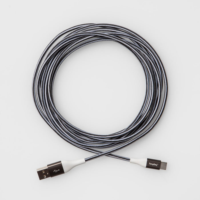 10' USB-C to USB-A Braided Cable - heyday Black/White/Gunmetal