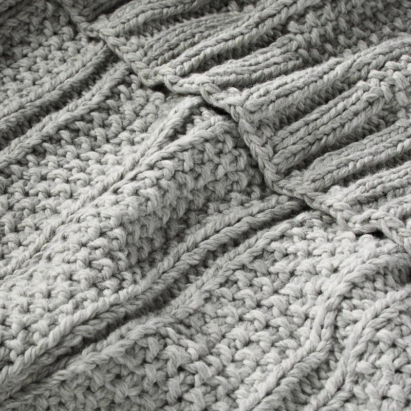 Chunky Textured Knit Throw Blanket Jet Gray - Hearth & Hand with Magnolia