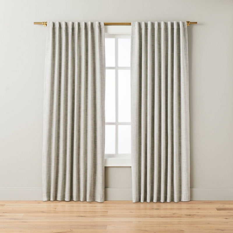 84" Heathered Slub Room Darkening Curtain Panel Jet Gray - Hearth & Hand with Magnolia