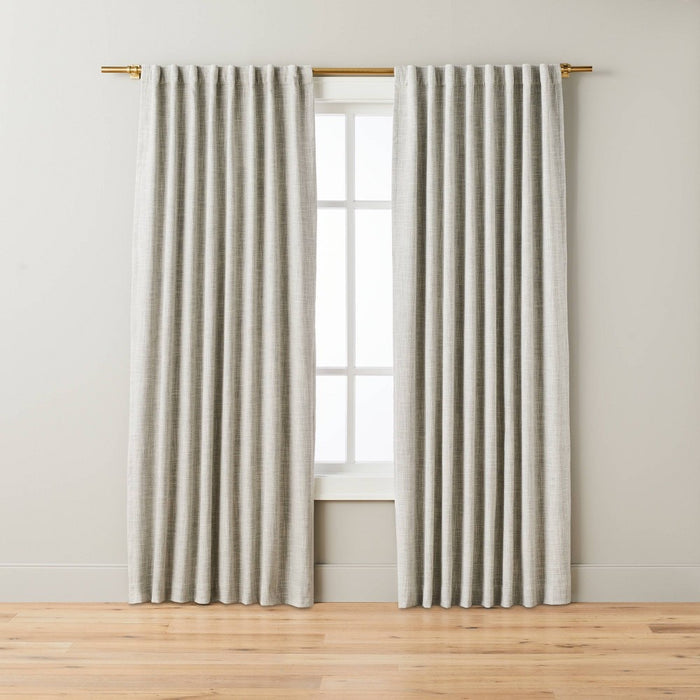 84" Heathered Slub Room Darkening Curtain Panel Jet Gray - Hearth & Hand with Magnolia