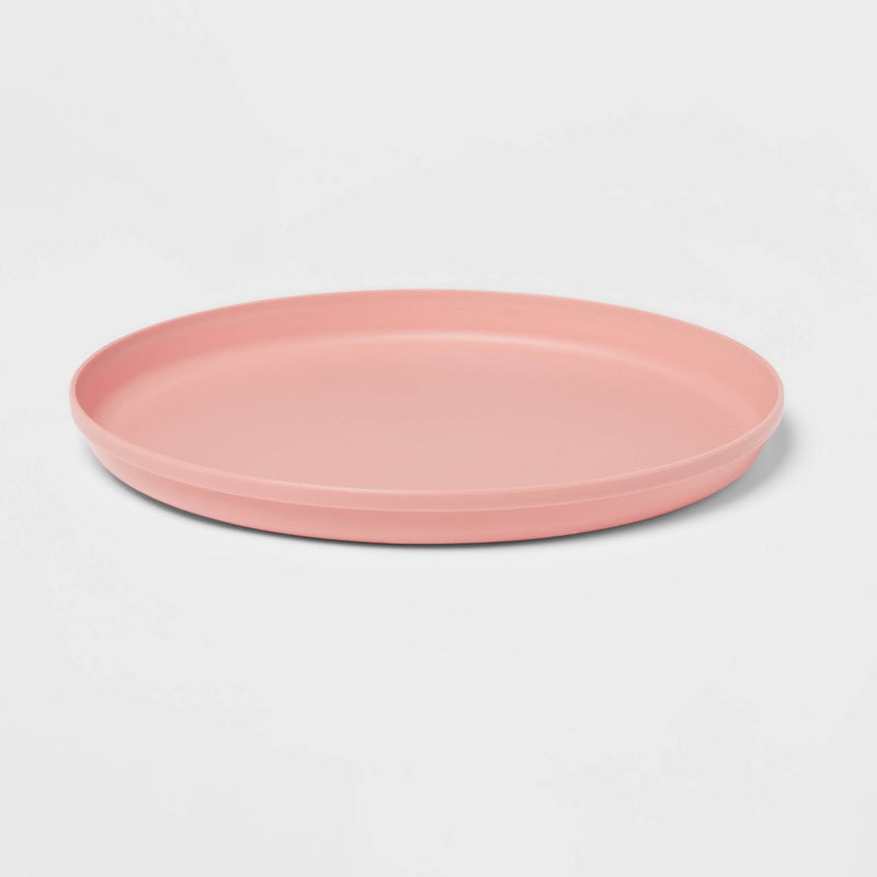 9.6" Plastic Kids' Dinner Plate Coral Pink - Pillowfort