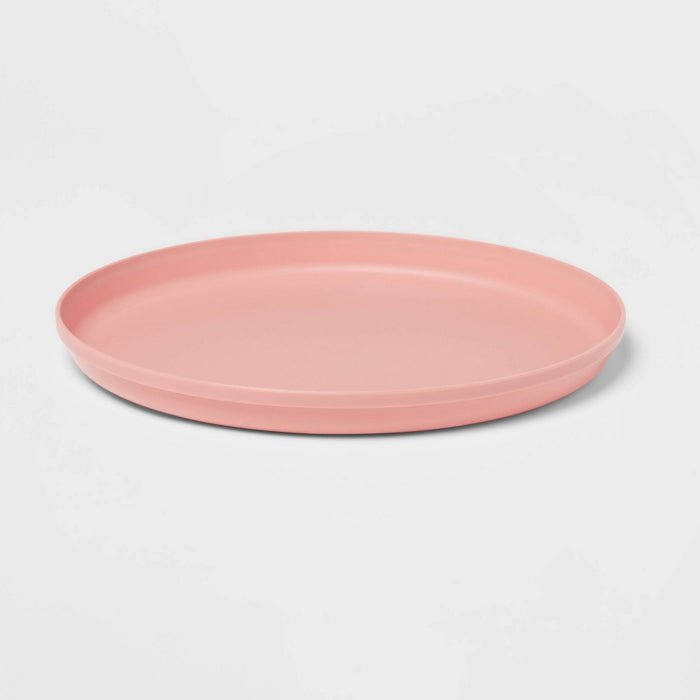 9.6" Plastic Kids' Dinner Plate Coral Pink - Pillowfort