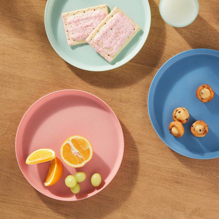9.6" Plastic Kids' Dinner Plate Coral Pink - Pillowfort