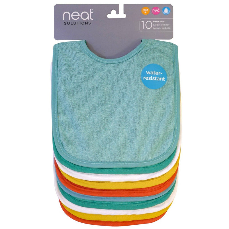 Neat SolutionsWater-Resistant Lined Infant Bib Set - Neutral Bright - 10pk