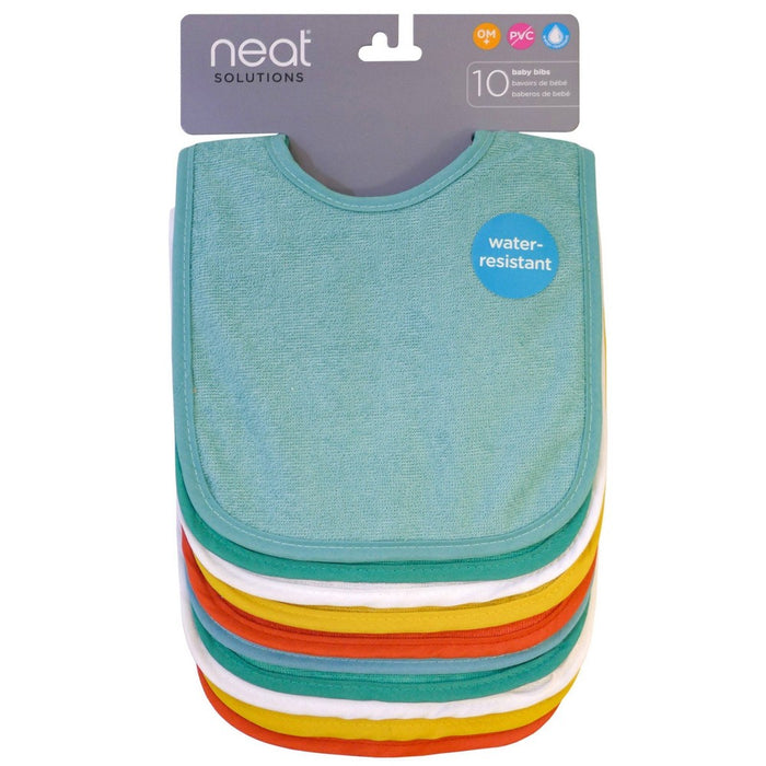 Neat SolutionsWater-Resistant Lined Infant Bib Set - Neutral Bright - 10pk
