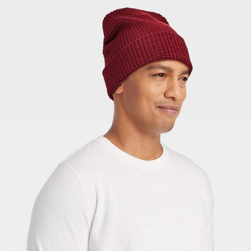 Men's Waffle Knit Value Beanie - Goodfellow & Co Maroon