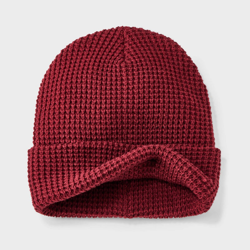 Men's Waffle Knit Value Beanie - Goodfellow & Co Maroon
