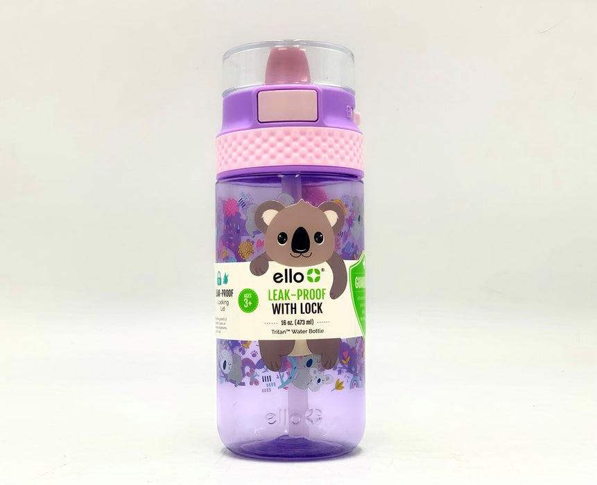 Stratus Plastic Kids' 16oz Water Bottle Purple/Pink Koala - Ello