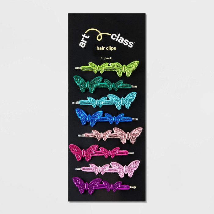 Girls' 8pk Metallic Butterfly Bobbie Pins - art class