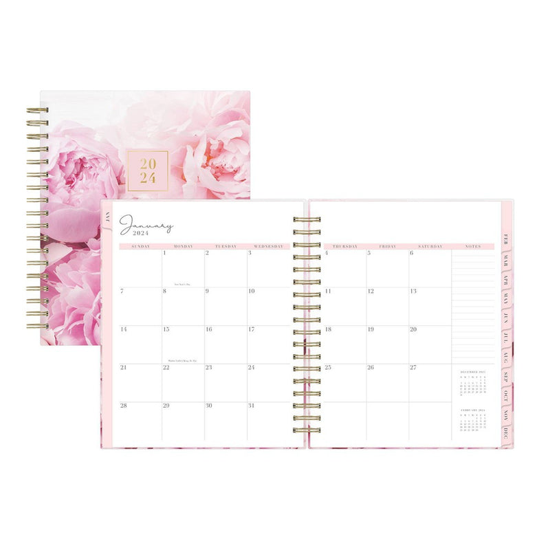 Rachel Parcell 2024 Planner 7.8"x9.13" Daily/Monthly Laminated Wirebound Peony