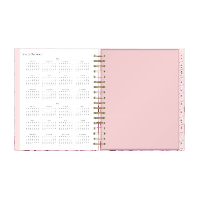 Rachel Parcell 2024 Planner 7.8"x9.13" Daily/Monthly Laminated Wirebound Peony